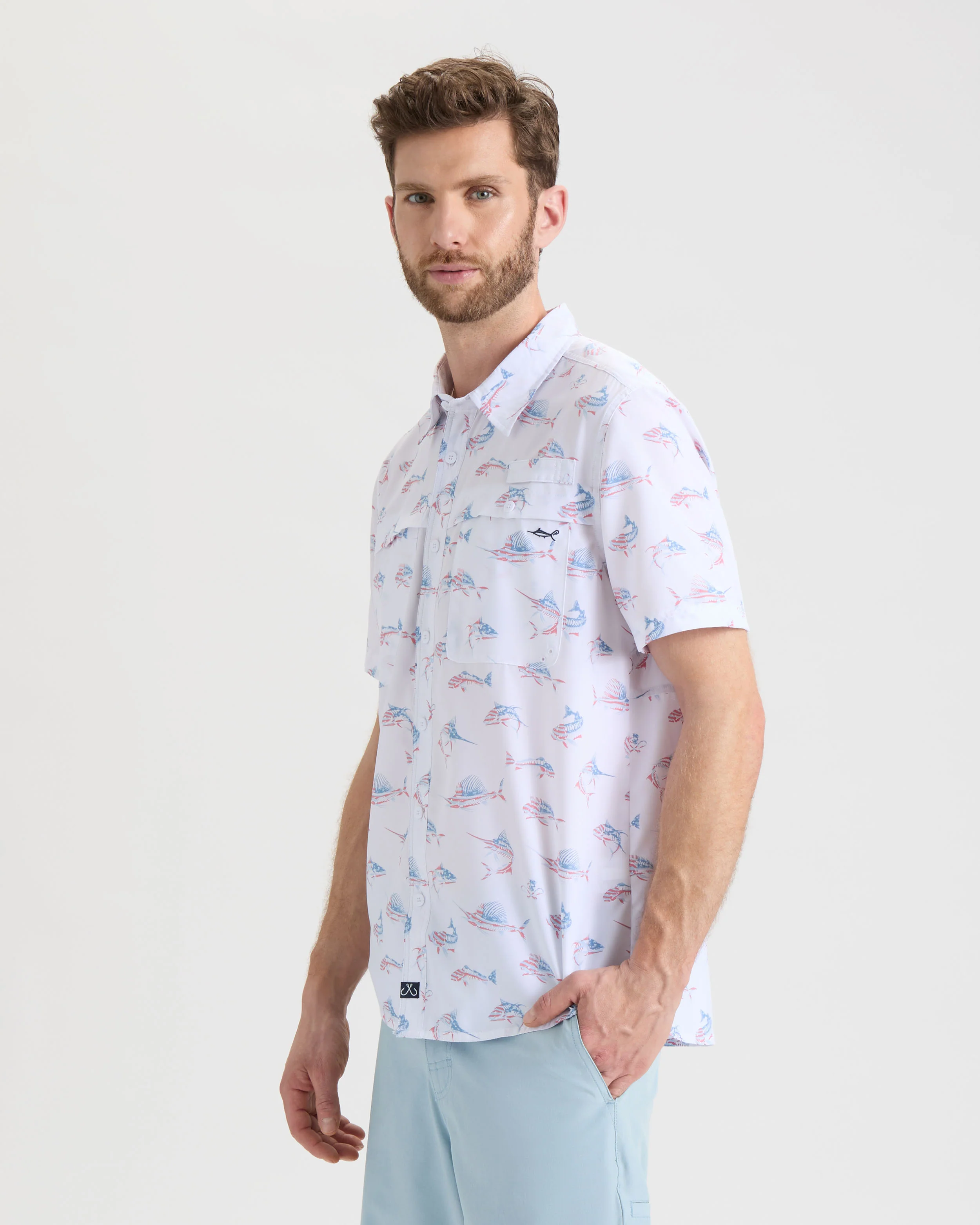 Men's Fish N' Bones Americana SLX Performance Short Sleeve Shirt - Image 3